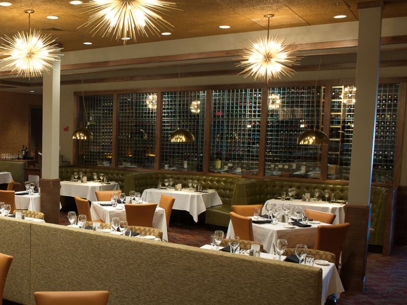 Wall of Wine as Restaurant Main Dining Room Feature